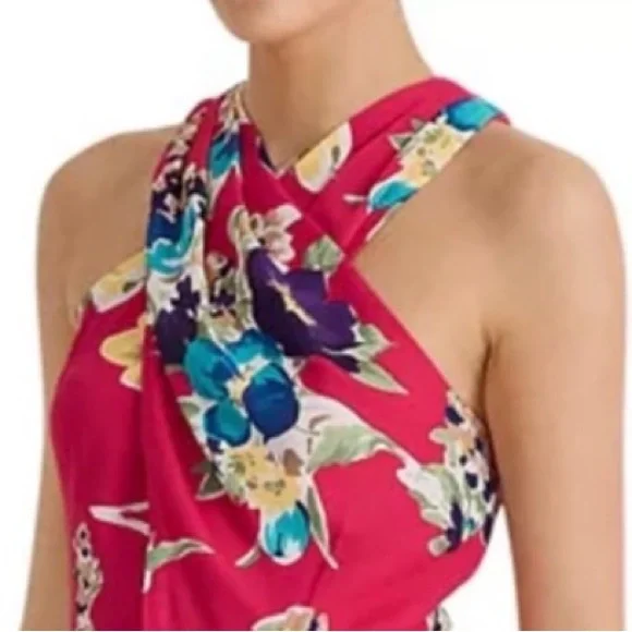 Lauren Ralph Lauren Fuchsia Floral Halter Midi Dress - Picture 5 of 16